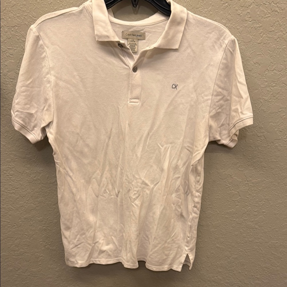 Calvin Klein White Polo Shirt Classic Cotton